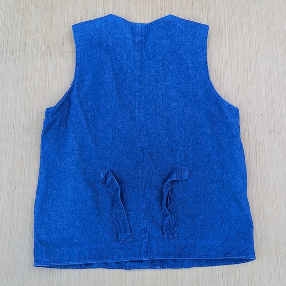 Vintage Together! Vest 90's Denim Cotton Embroidered Floral Cottage Women‎ Large - Picture 7 of 7